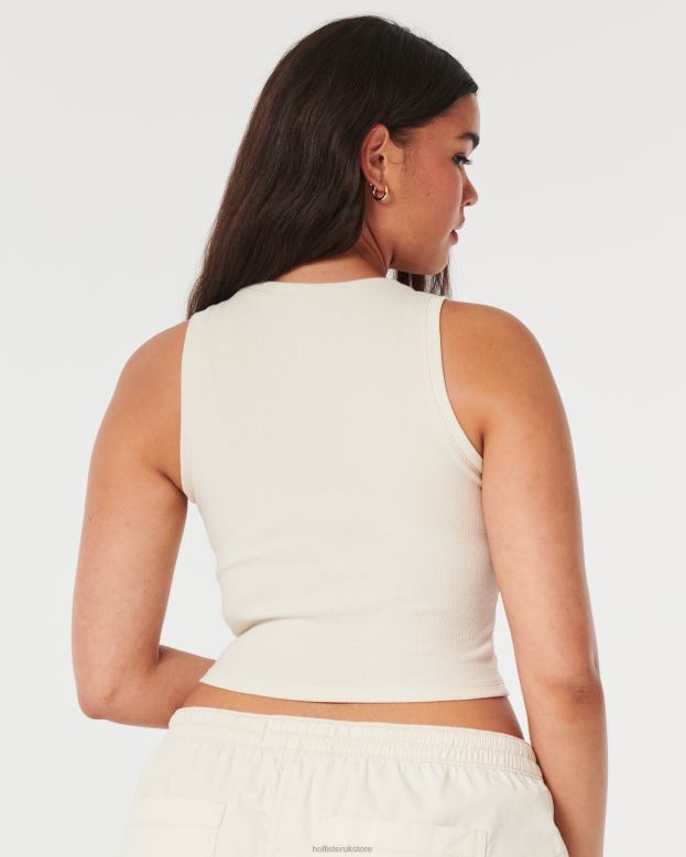 Tops Hollister Women Ribbed High-Neck Tank 4882043 Cream