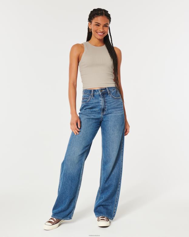 Tops Hollister Women Ribbed High-Neck Tank 4882055 Taupe