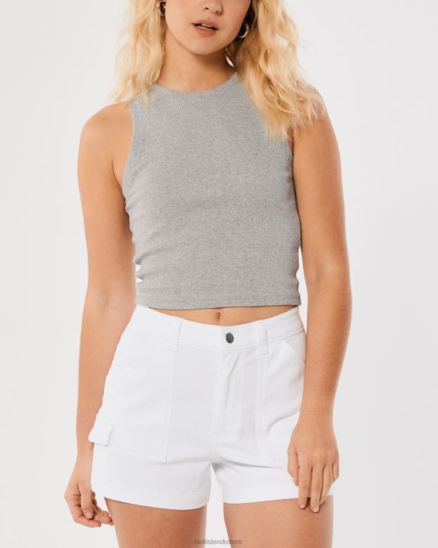 Tops Hollister Women Ribbed High-Neck Tank 4882091 Heather Grey