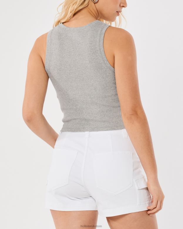 Tops Hollister Women Ribbed High-Neck Tank 4882091 Heather Grey