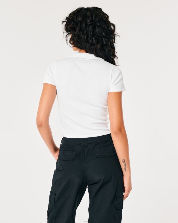 Tops Hollister Women Ribbed Polo 48820256 White