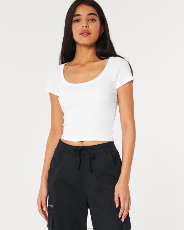 Tops Hollister Women Ribbed Scoop Baby Tee 4882099 White