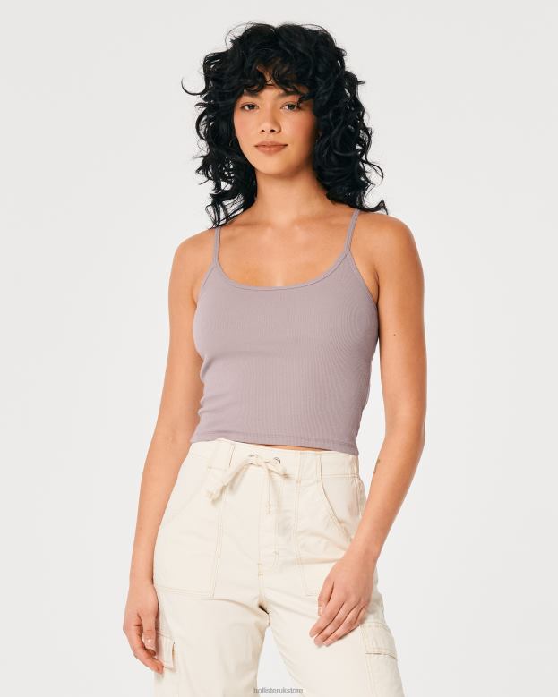 Tops Hollister Women Ribbed Scoop Cami 48820227 Purple Grey