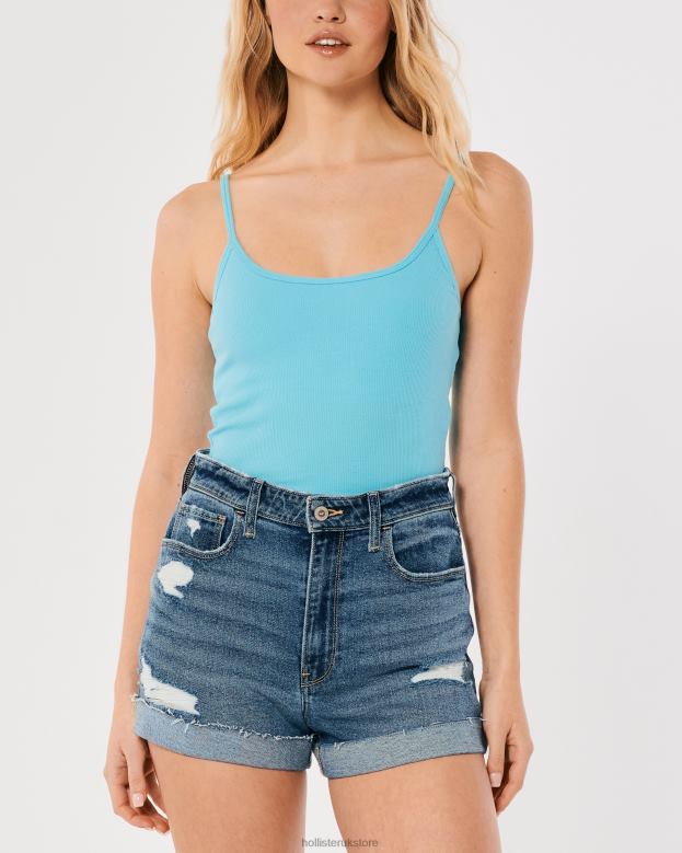 Tops Hollister Women Ribbed Scoop Cami 48820337 Turquoise