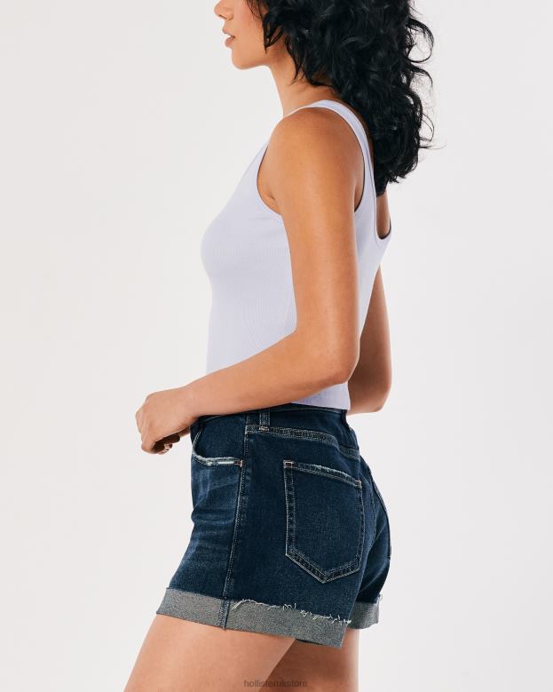 Tops Hollister Women Ribbed Scoop Henley Tank 48820255 Light Blue