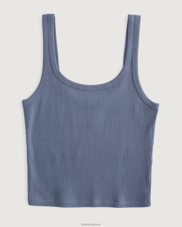 Tops Hollister Women Ribbed Scoop Tank 48820301 Blue