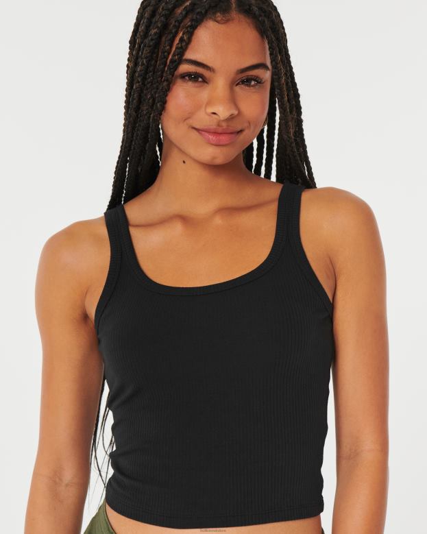 Tops Hollister Women Ribbed Scoop Tank 48820328 Black
