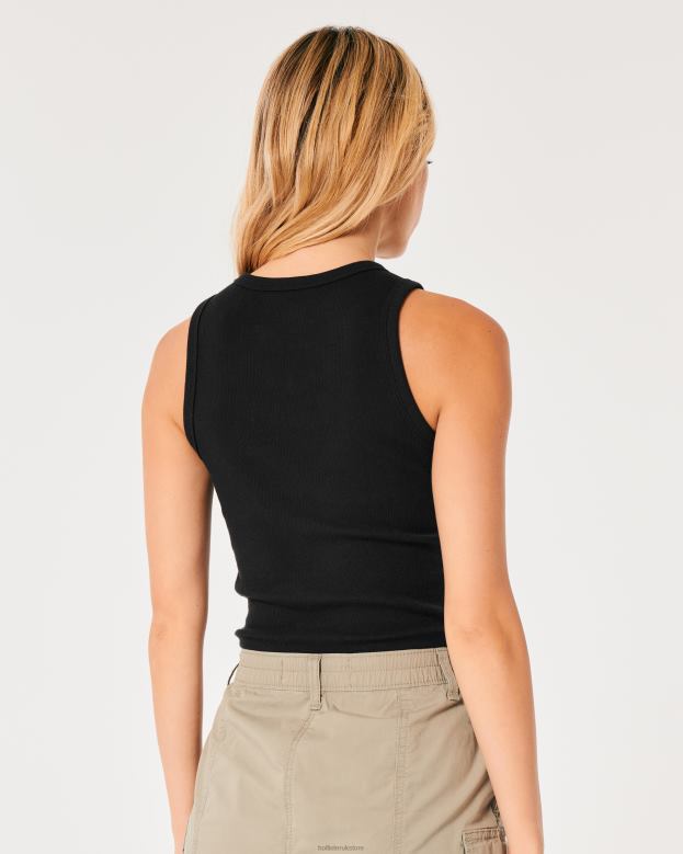 Tops Hollister Women Ribbed Underground Records Graphic Tank 4882056 Black