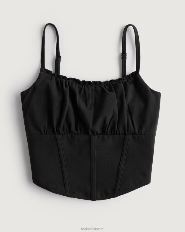 Tops Hollister Women Ruched Bust Corset Top 48820269 Black