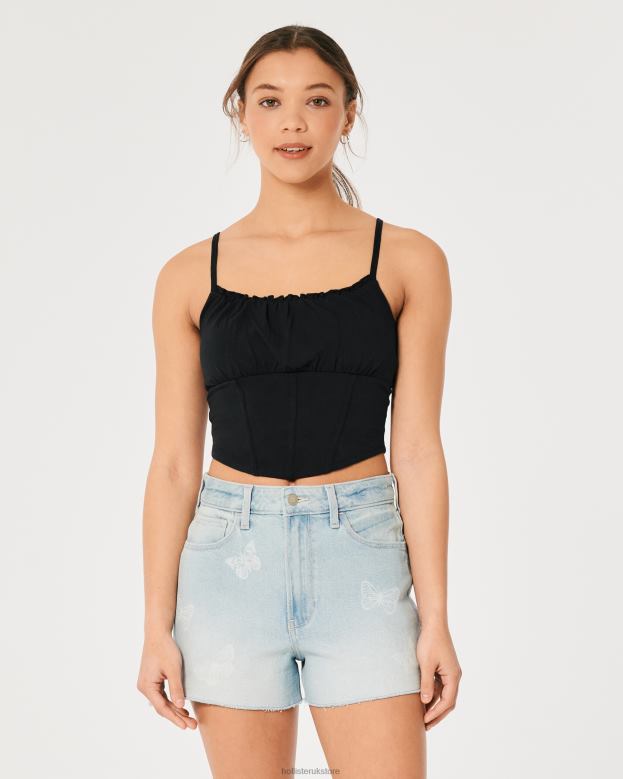 Tops Hollister Women Ruched Bust Corset Top 48820269 Black