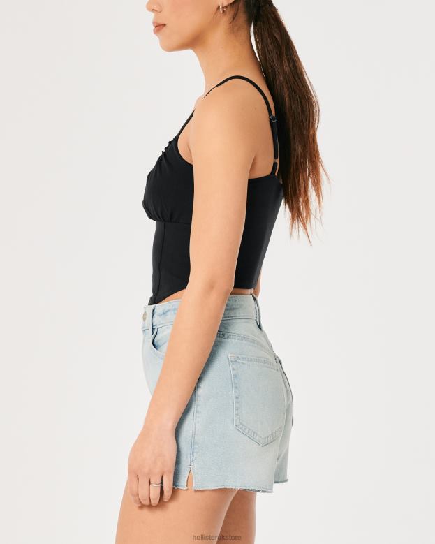 Tops Hollister Women Ruched Bust Corset Top 48820269 Black