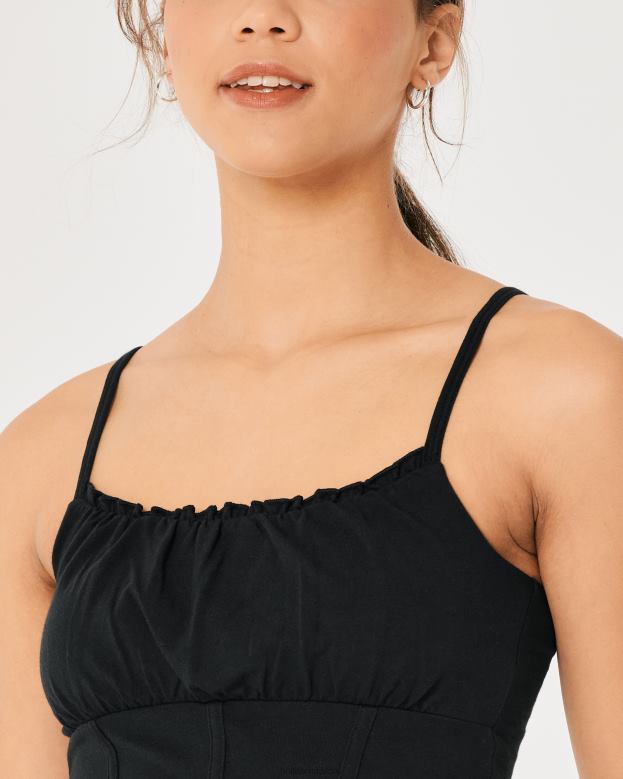 Tops Hollister Women Ruched Bust Corset Top 48820269 Black
