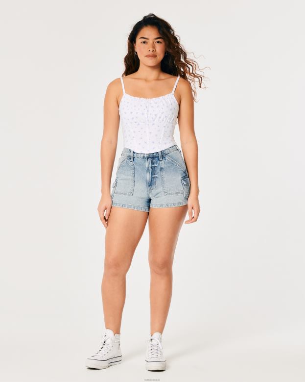 Tops Hollister Women Ruched Bust Corset Top 48820401 White Floral