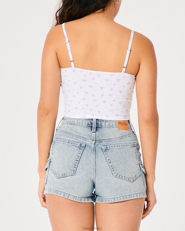 Tops Hollister Women Ruched Bust Corset Top 48820401 White Floral