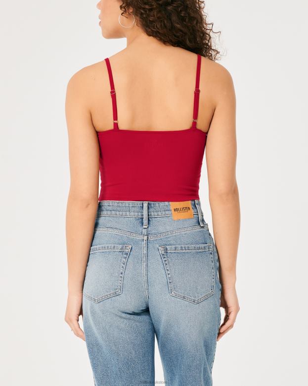 Tops Hollister Women Ruched Bust Corset Top 48820404 Red