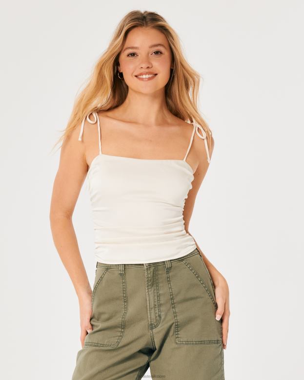 Tops Hollister Women Ruched Stretch Satin Top 48820234 White
