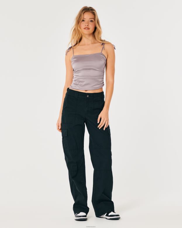 Tops Hollister Women Ruched Stretch Satin Top 48820343 Purple Grey