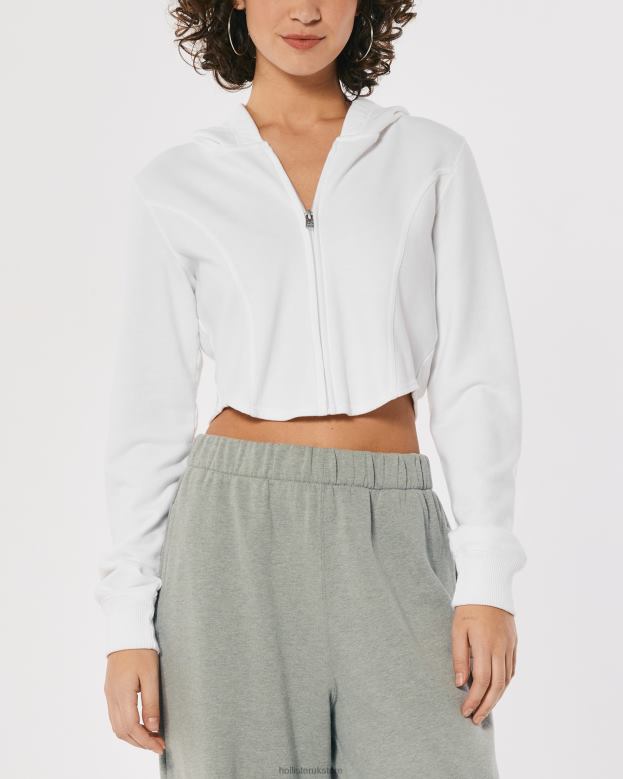Tops Hollister Women Seamed Full-Zip Hoodie 48820226 White