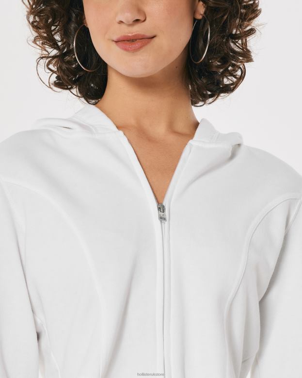 Tops Hollister Women Seamed Full-Zip Hoodie 48820226 White