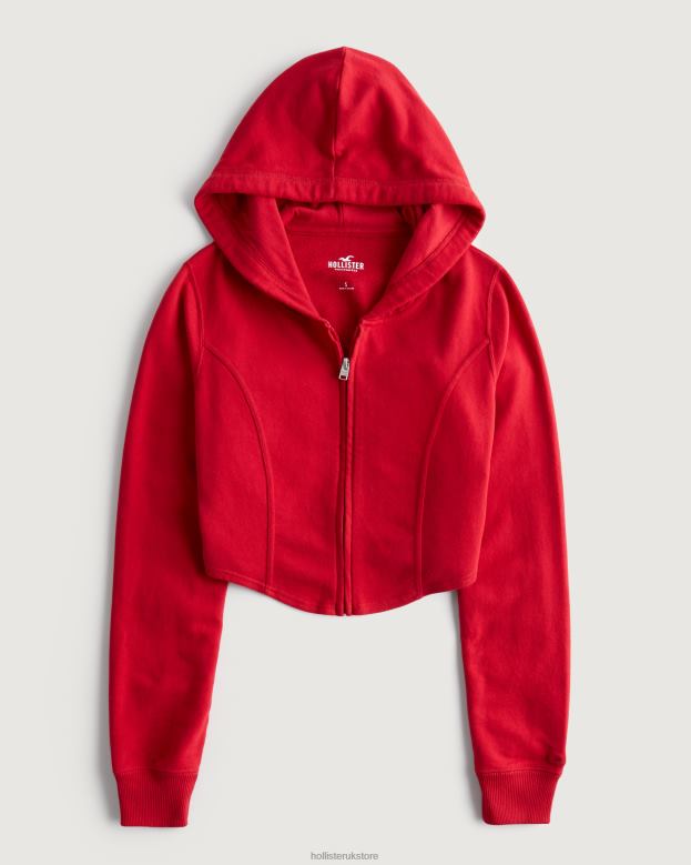 Tops Hollister Women Seamed Full-Zip Hoodie 48820341 Red