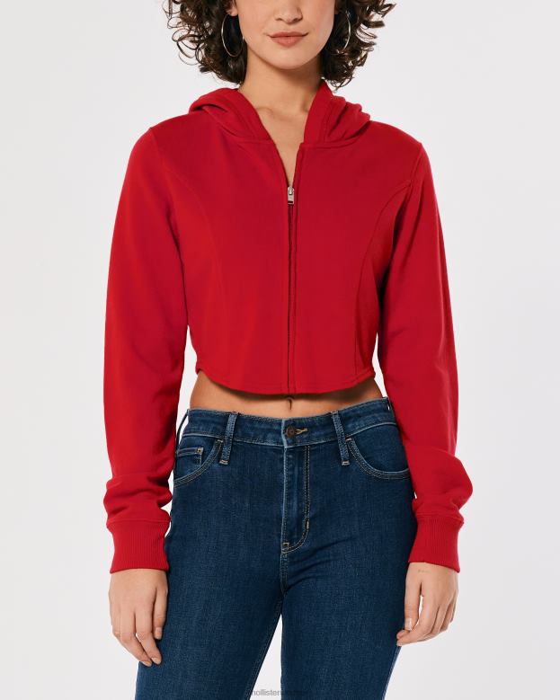 Tops Hollister Women Seamed Full-Zip Hoodie 48820341 Red