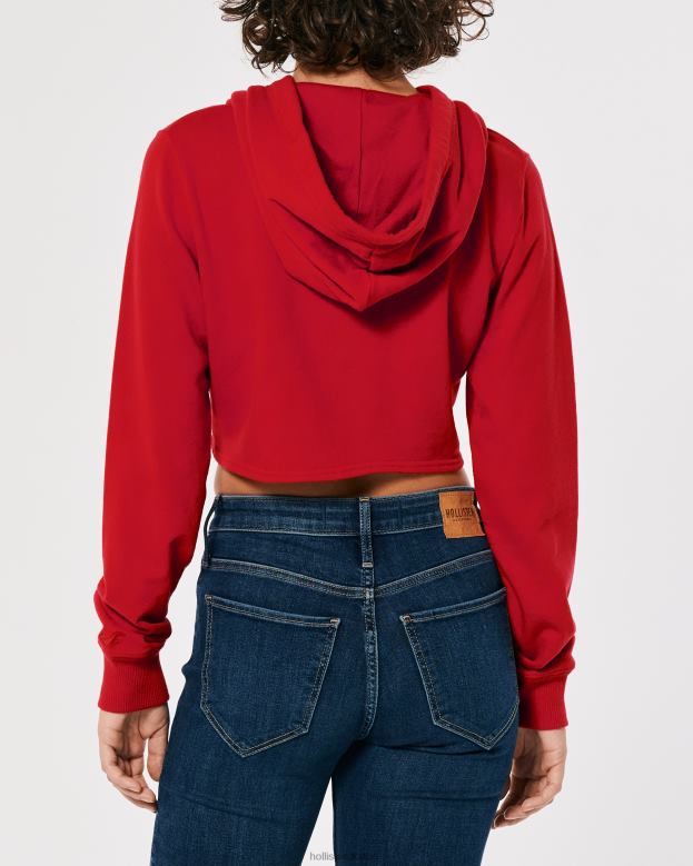 Tops Hollister Women Seamed Full-Zip Hoodie 48820341 Red