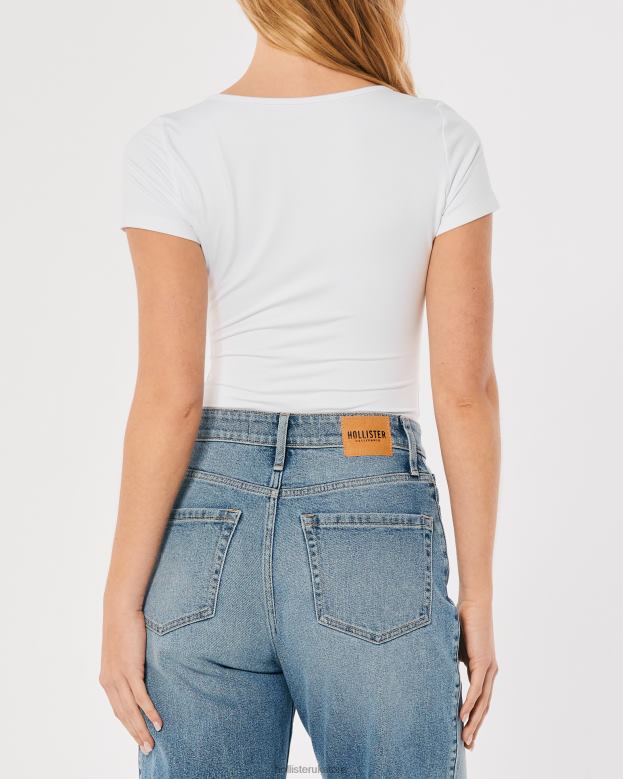Tops Hollister Women Seamless Fabric Henley Bodysuit 48820390 White