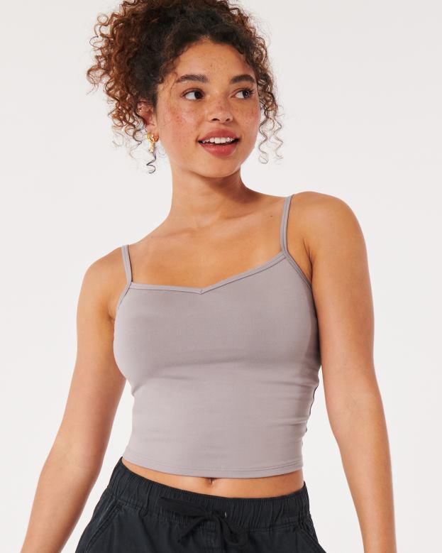 Tops Hollister Women Seamless Fabric Portrait Neckline Cami 48820382 Purple Grey