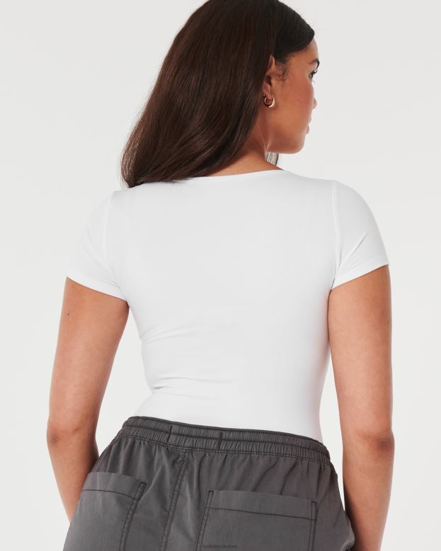 Tops Hollister Women Seamless Fabric Scoop Bodysuit 48820126 White