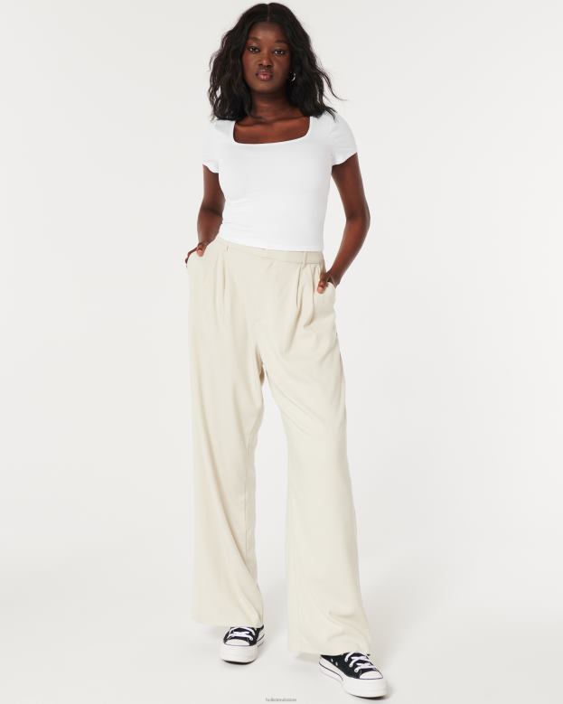 Tops Hollister Women Seamless Fabric Square-Neck Baby Tee 48820102 White