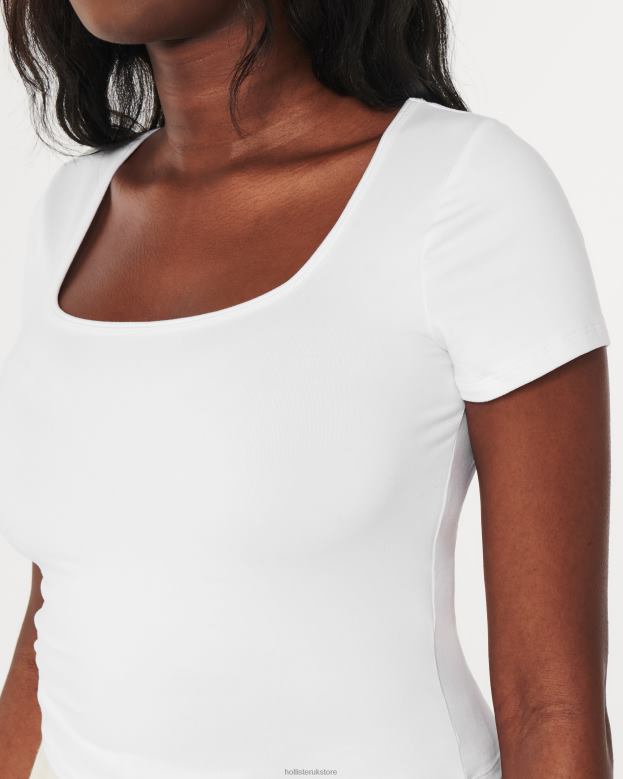 Tops Hollister Women Seamless Fabric Square-Neck Baby Tee 48820102 White