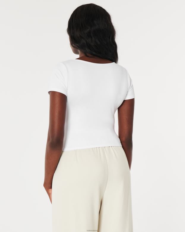 Tops Hollister Women Seamless Fabric Square-Neck Baby Tee 48820102 White