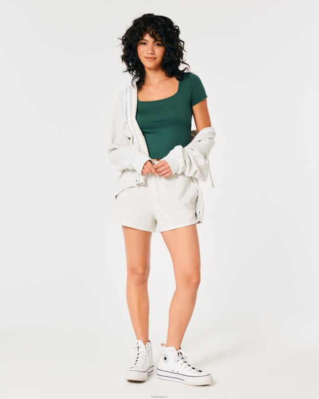 Tops Hollister Women Seamless Fabric Square-Neck Baby Tee 48820148 Green