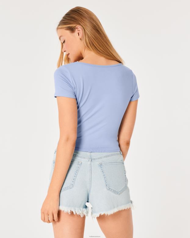 Tops Hollister Women Seamless Fabric Square-Neck Baby Tee 48820150 Purple