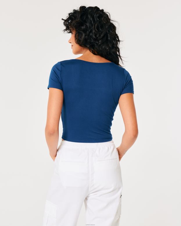 Tops Hollister Women Seamless Fabric Square-Neck Baby Tee 4882071 Blue