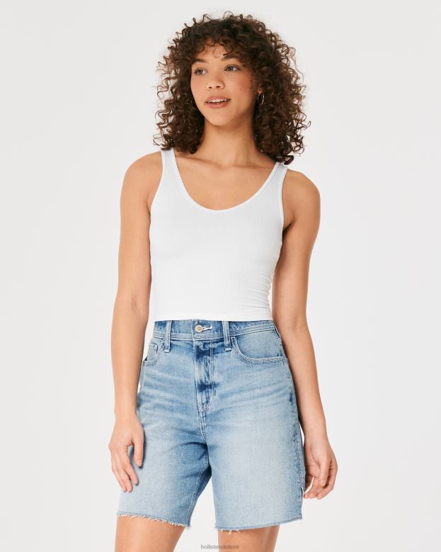 Tops Hollister Women Seamless Ribbed Fabric V-Neck Tank 4882031 White