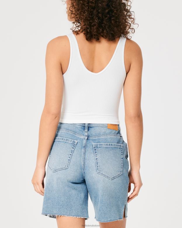 Tops Hollister Women Seamless Ribbed Fabric V-Neck Tank 4882031 White