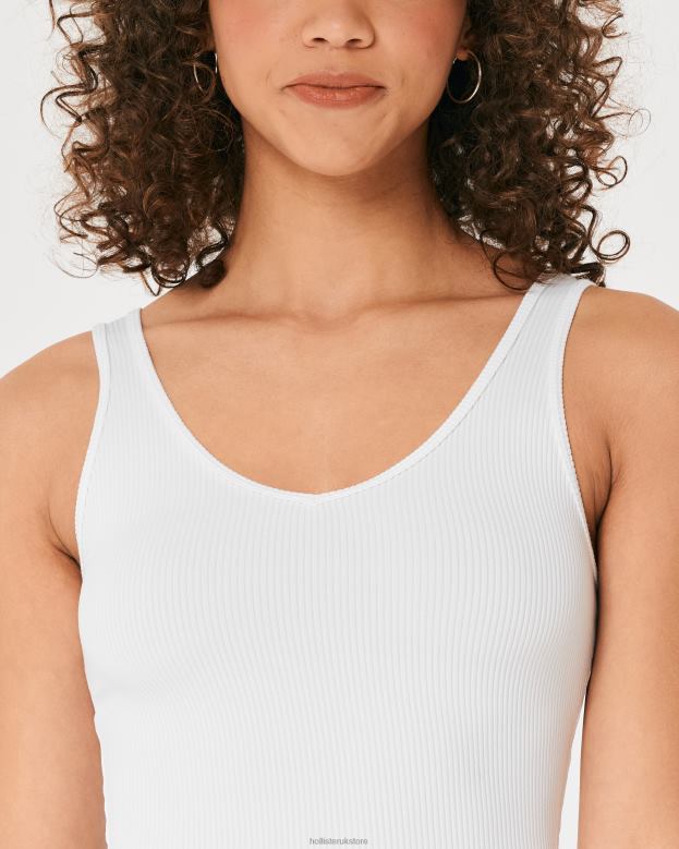 Tops Hollister Women Seamless Ribbed Fabric V-Neck Tank 4882031 White