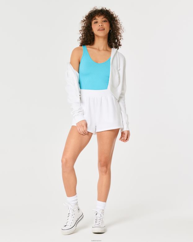 Tops Hollister Women Seamless Ribbed Fabric V-Neck Tank 48820366 Turquoise