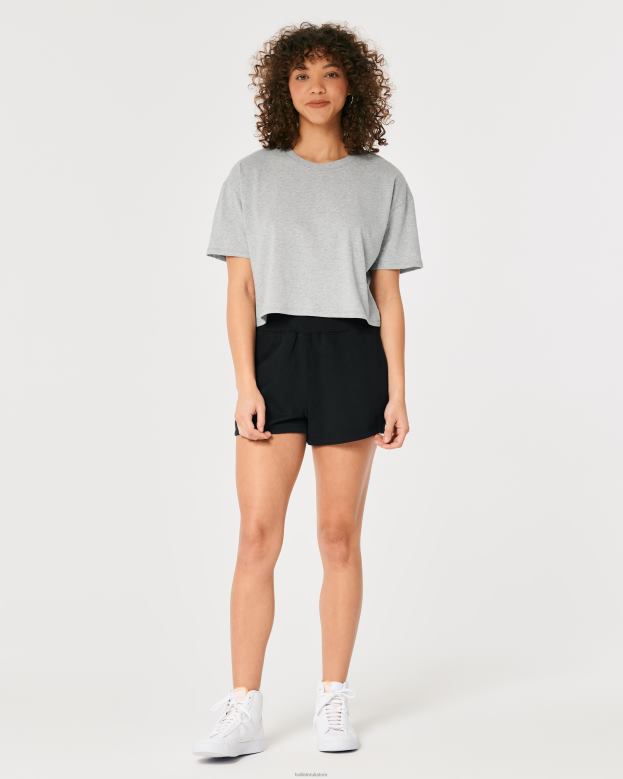 Tops Hollister Women Short-Sleeve Crop T-Shirt 48820292 Light Heather Grey