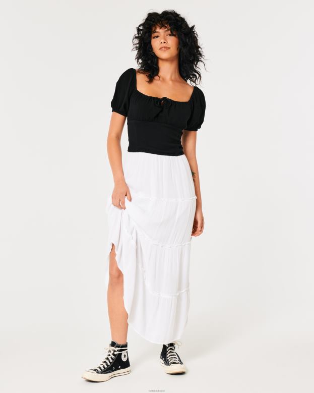 Tops Hollister Women Short-Sleeve Tie Bust Top 48820117 Black