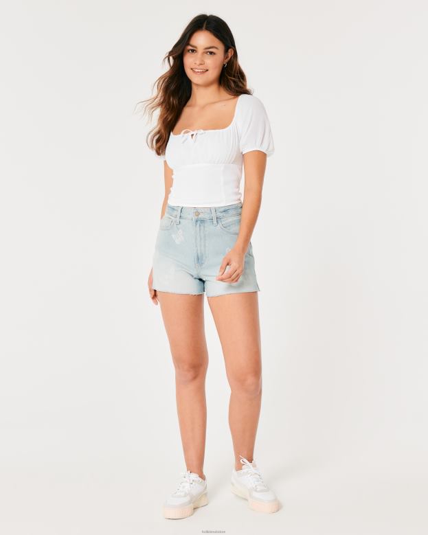 Tops Hollister Women Short-Sleeve Tie Bust Top 4882073 White