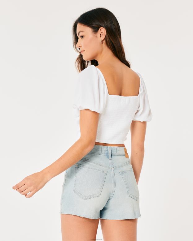 Tops Hollister Women Short-Sleeve Tie Bust Top 4882073 White