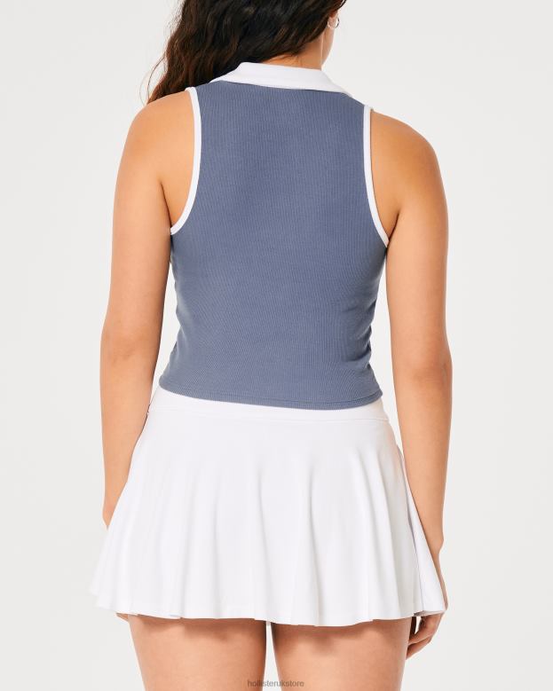 Tops Hollister Women Sleeveless Ribbed Polo 48820393 Blue
