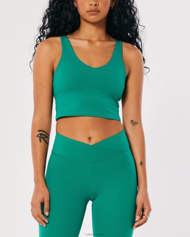 Tops Hollister Women Social Tourist Scoop Crop Tank 48820383 Green