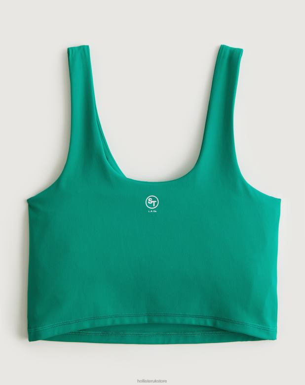 Tops Hollister Women Social Tourist Scoop Crop Tank 48820383 Green