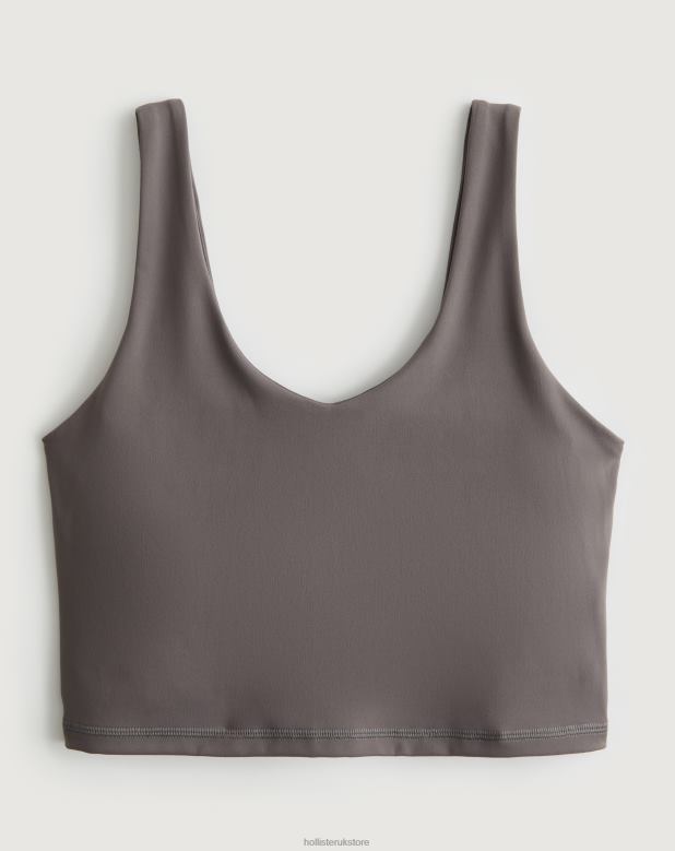 Tops Hollister Women Social Tourist Scoop Crop Tank 48820402 Grey