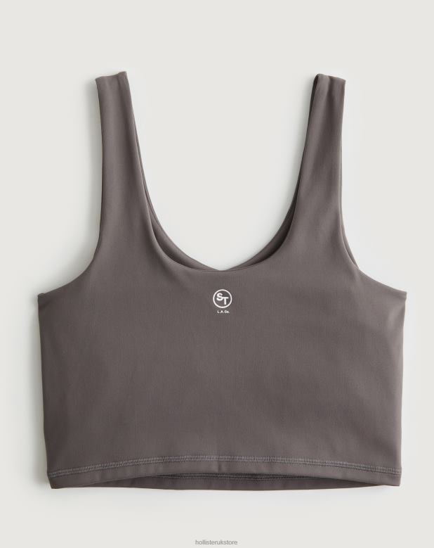Tops Hollister Women Social Tourist Scoop Crop Tank 48820402 Grey