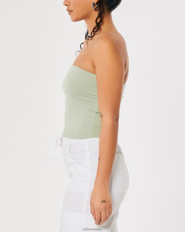 Tops Hollister Women Strapless Tube Top 48820421 Sage Green
