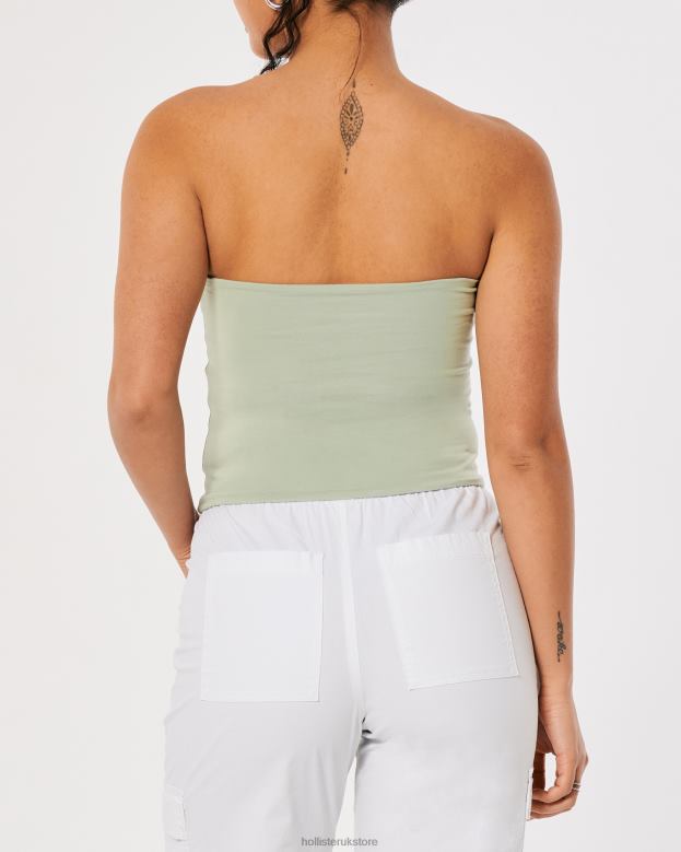 Tops Hollister Women Strapless Tube Top 48820421 Sage Green